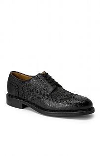 House of Bruar British Pure New Wool Tweed Brogue Shoe, Black/Charcoal