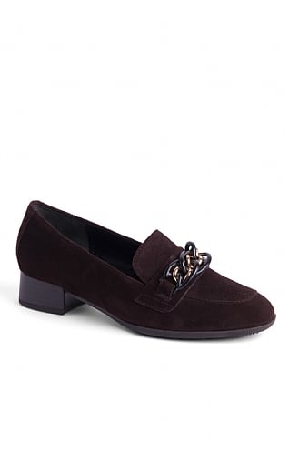 Gabor Ladies Chain Suede Loafers, Chocolate