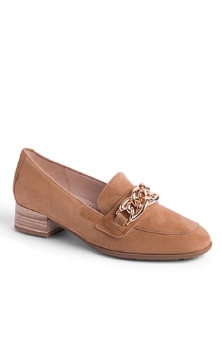 Gabor Ladies Chain Suede Loafers, Light Tan