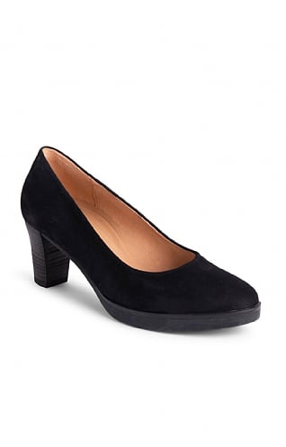 Gabor Ladies High Heel Suede Court Shoe - Black, Black