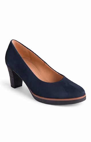 Gabor Ladies High Heel Suede Court Shoe, Dark Blue