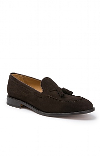 House of Bruar Suede Tassel Loafer, Dark Brown