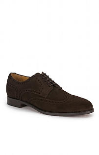 House of Bruar Suede Brogue Shoe, Dark Brown