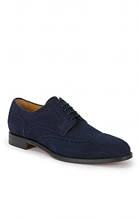 House of Bruar Suede Brogue Shoe - Navy Blue, Navy