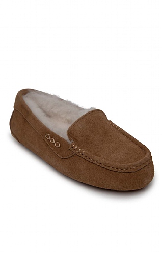 House of Bruar Plain Sheepskin Moccasin, Chestnut Tan