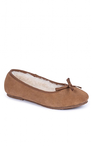 House of Bruar Ladies Sheepskin Pumps, Chestnut Tan