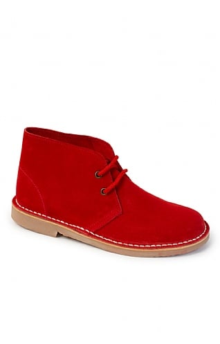 House of Bruar Ladies Suede Desert Boots - Red, Red