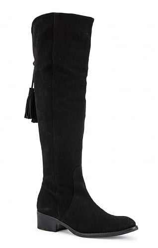 House of Bruar Tall Suede Boots with Tassel - Black, Black