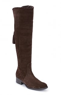 House of Bruar Tall Suede Boots with Tassel, Dark Brown