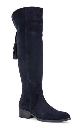 House of Bruar Tall Suede Boots with Tassel - Navy Blue, Navy
