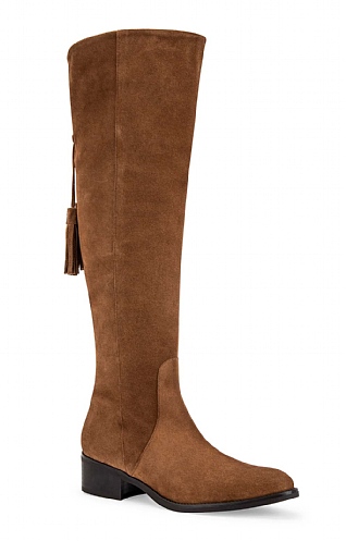 House of Bruar Tall Suede Boots with Tassel, Tan