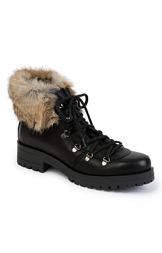 House Of Bruar Fur Trim Lace Boot - Black