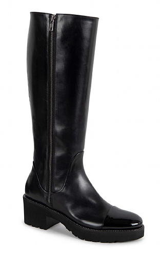 House Of Bruar Long Boot with Patent Toe - Black