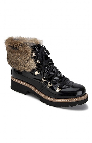 House Of Bruar Ladies Fur Top Patent Boot - Black