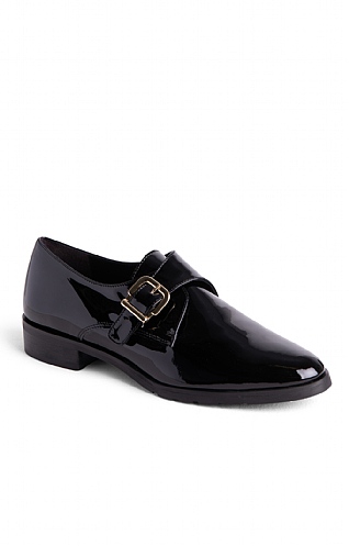 House Of Bruar Ladies Stirrup Shoe, Black Patent