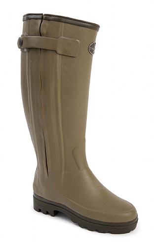 Le Chameau Ladies Full Zip Neoprene Lined Welly, Dark Green