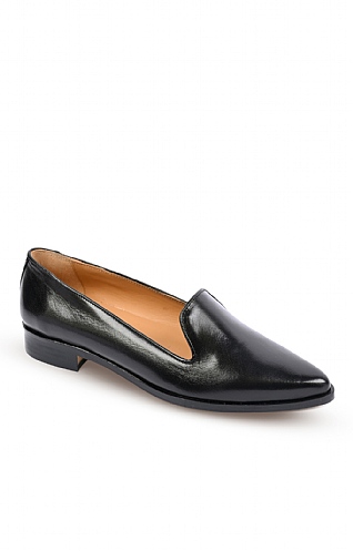 House of Bruar Leather Pointed Loafer - Black, Black