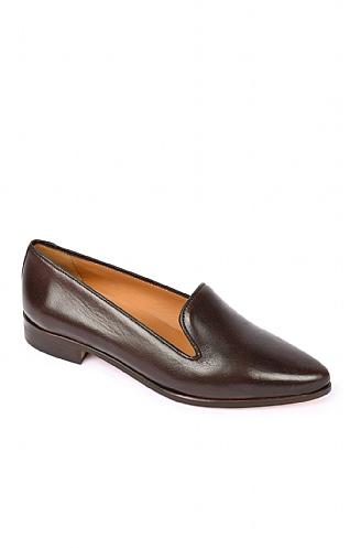 House of Bruar Leather Pointed Loafer, Dark Brown