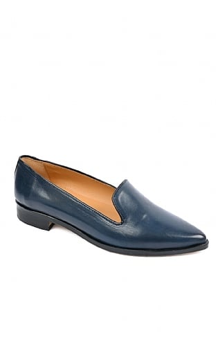 House of Bruar Leather Pointed Loafer - Navy Blue, Navy