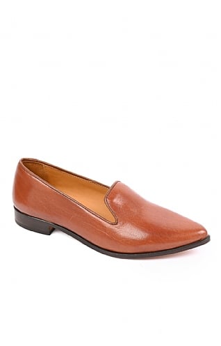 House of Bruar Leather Pointed Loafer, Tan