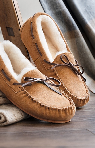 Ladies Suede Moccasin with Fabric Lining and Hard Sole | Jasmine – Dane  Crafts