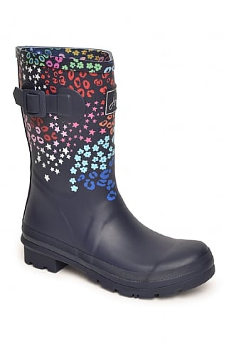 Ladies Joules Molly Mid-Height Printed Wellies, Navy Floral