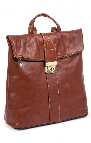 Small tan sales leather backpack