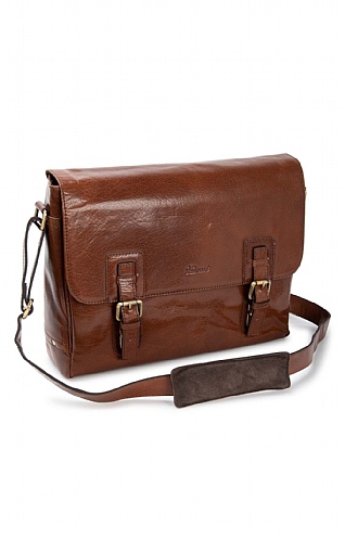 Mens Ashwood Jasper Vegetable Tanned Double Clasp Laptop Satchel