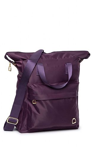House of Bruar Ladies Nylon Backpack Tote, Purple