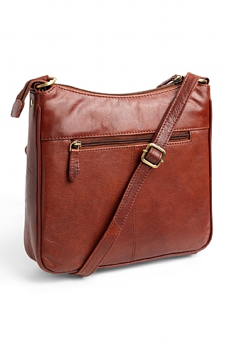 Ladies Leather Side Zip Strap Bag Brown House of Bruar