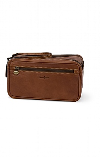 Leather Zip Top Washbag