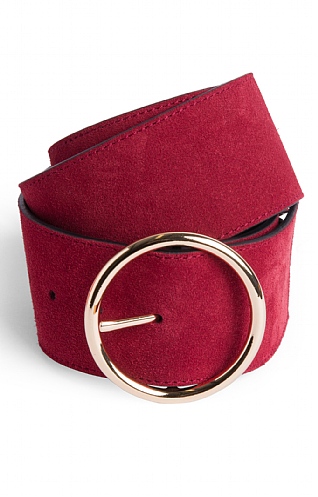 House of Bruar Ladies Wide Suede Belt - Burgundy red, Burgundy