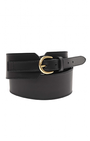 Mackenzie & George Ladies Wide Rounded Belt - Black, Black