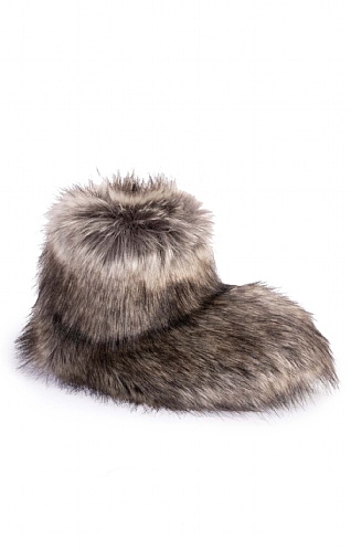 Ladies Faux Fur Slipper Boots - Lady Grey