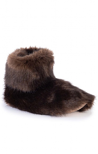 Ladies Faux Fur Slipper Boots - Treacle