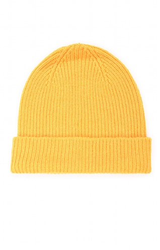 Robert Mackie Lambswool Ribbed Beanie, Dandelion