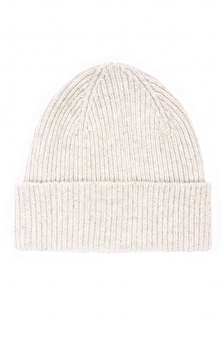 Robert Mackie Lambswool Ribbed Beanie, Pearl