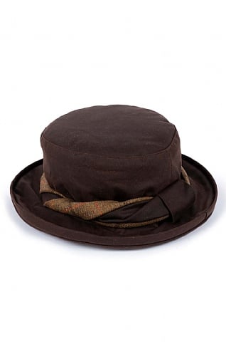 House of Bruar Wax Hat with Tweed Band, Bark & Bracken Check