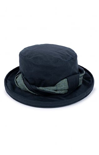 House of Bruar Wax Hat with Tweed Band, Blue/Lovat Windowpane
