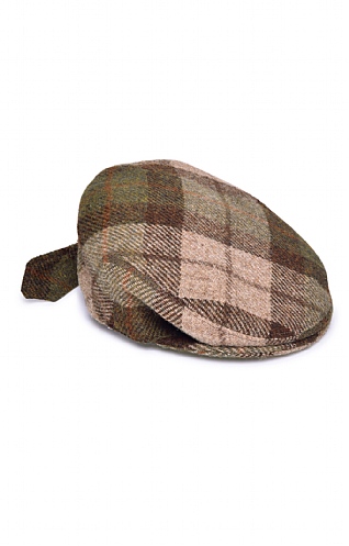 House of Bruar Harris Tweed Ladies Harris Tweed Hereford Tie Cap, Chestnut Tartan