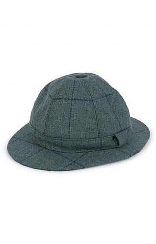 House of Bruar Tweed Stalker Hat, Blue/Lovat Windowpane