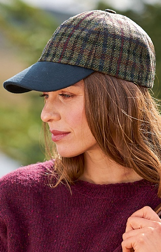 House of Bruar Ladies Tweed Baseball Cap, Mulberry Gunclub