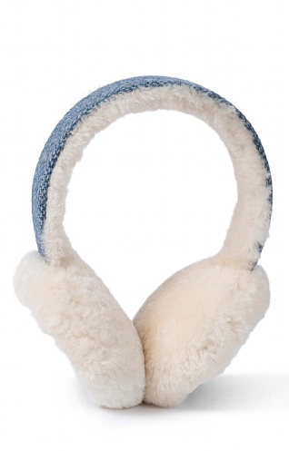 House of Bruar Tweed Earmuffs, Blue Herringbone