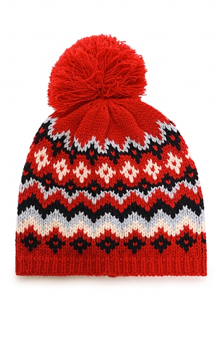 House of Bruar Munrospun Ladies Lambswool Icelandic Bobble Beanie - Red, Red