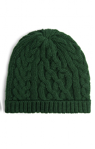 House of Bruar Ladies Pure New Wool Aran Beanie - Bottle Green, Bottle