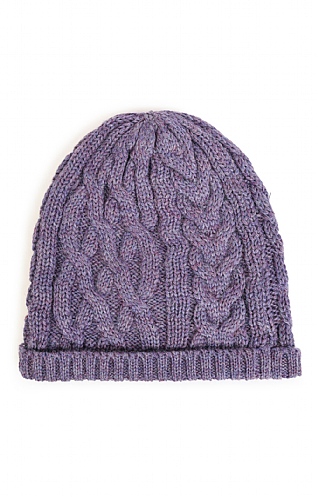 House of Bruar Ladies Pure New Wool Aran Beanie, Heather