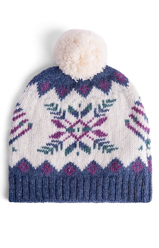 House of Bruar Ladies Shetland Fairisle Hat - Denim Blue, Denim