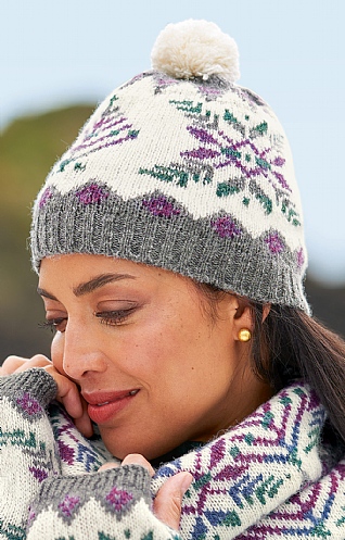 House of Bruar Ladies Shetland Fairisle Hat, Flannel Grey