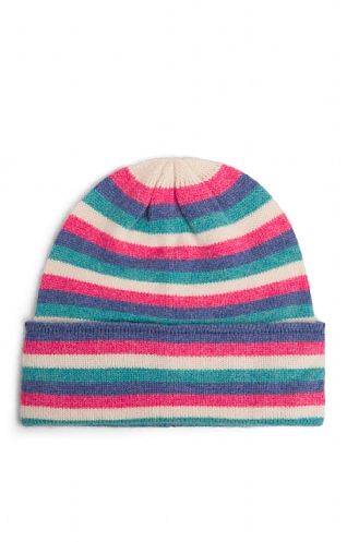 House of Bruar Ladies Cashmere Stripe Beanie, Jewel