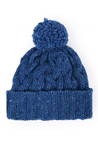 McConnell Woollen Mills Ladies Cable Hat with Pompom, Colbalt